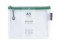 Grafoplás Tasche mit Reißverschluss aus EVA A5 | aus transparentem EVA-Schaum mit grünem Reißverschluss | perfekt für den Transport und Schutz aller Arten von Gegenständen, Dokumenten, Kosmetika oder