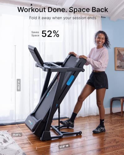 Image of MERACH T12 Foldable Treadmill for Home, 300 LBS Capacity, Wide Running Belt