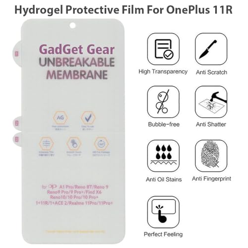 Image of Techsage Oneplu.s 11R Matte Front Unbreakable Screen Protector Hydrogel Membrane Supports Fingerprint Scanner With Edge To Edge Coverage And Easy Installation