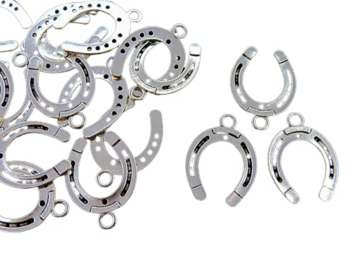 TRTO 20Pcs Tibetan Silver Horse Shoe Charms 30mm Jewellery Craft Beading Charms for DIY Jewellery Making