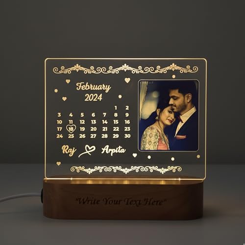 Personalized Calendar LED Photo Lamp – Custom Date Night Light wi...