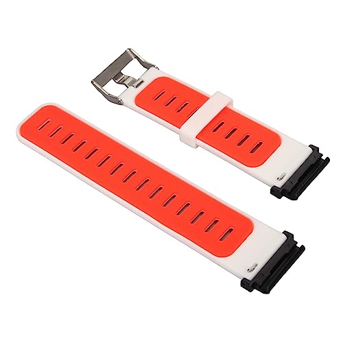 Huairdum Silicone Watch Strap, 22mm Silicone Watch Band Fit Elastic Wristband for Sport Smart Watches (White Red)