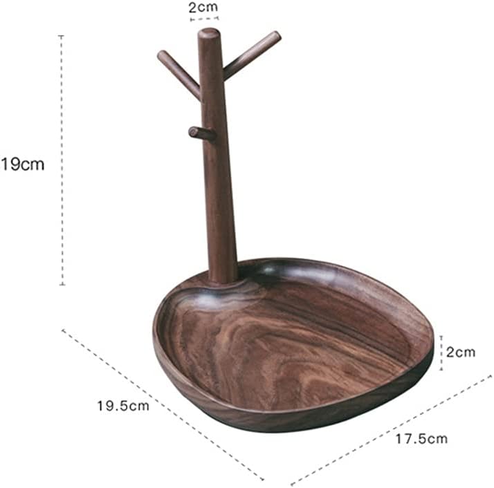 Key Rack Wood Branch Storage Rack Home Desk Organizer Sundries Storage Oval Plate Porch Key Jewelry Hanging Storage Rack (Color : Acacia Size : 17.5 * 19.5 * 19 cm) (Walnut 17.5 * 19.5 * 19 CM)