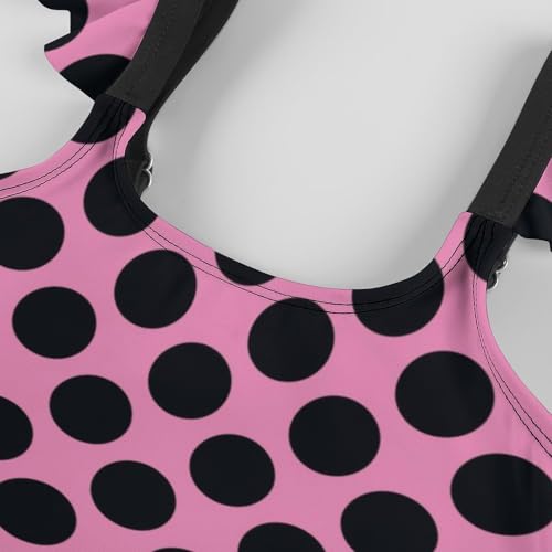 Image of Girls One Piece Swimsuit Polka Dots Ruffles Swimwear Bathing Suits 3-12 Years