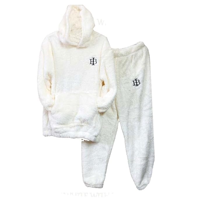 cigain (Pack of 1 Women's and Men's Wool Blend & Fleece Long Sleeve Hoodies Set Full Length Winter Nightwear Pajama and top Set-picture-11