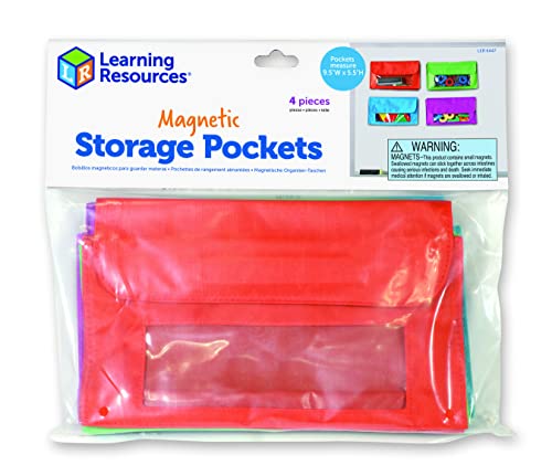 Learning Resources Magnetic Storage Pockets, Whiteboard Accessory Case, Classroom Organization, Set Of 4 In 4 Colors #TOP1