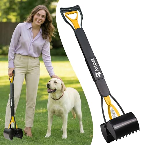 Artpet Paletta Raccogli Cacca Cani Manico Lungo 80cm, Pieghevole Raccogli Feci Cane da Giallo