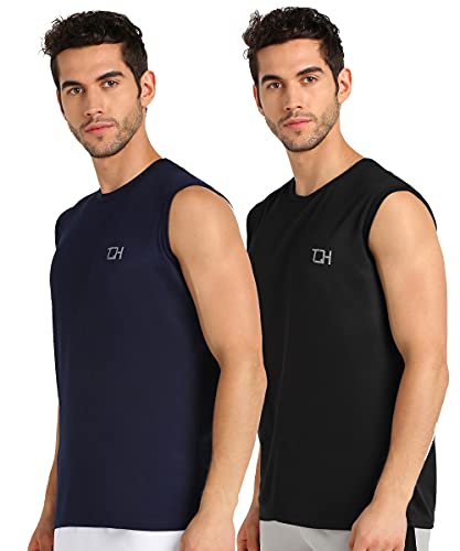 Image of TQH Sleeveless T Shirts for Men | Vest for Men | Tank Top Man | Sando for Man | Men's Sleeveless Gym Vest Round Neck Solid Casual T-Shirt for Workout Running Sports Beach