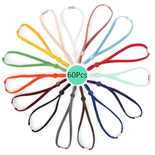 Hollosport Stretchy Whelping Collars for Large Kittens and Medium Puppies, 15 Colors 60Pcs Assorted Adjustable Identification Loops for Newborn Animal Litters, Multi Colored ID Bands (6 Inch)