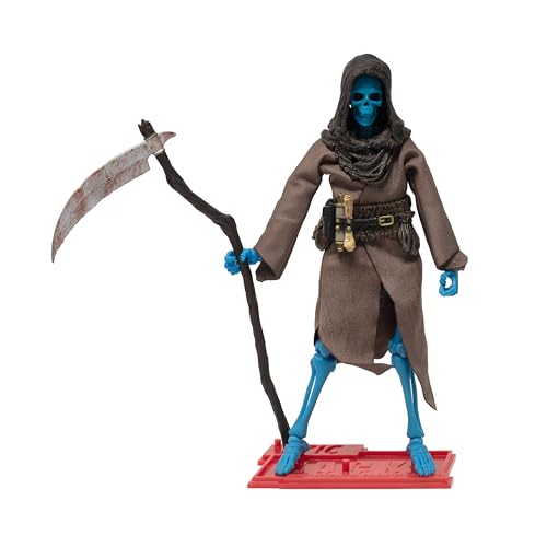 Boss Fight Studio Epic H.A.C.K.S. Grim Spectre Skeleton Action Figure – Highly Articulated Collectible Figurine with Accessories – Magic Book, Flame, Scythe, Alternate Head & Hands, and Stand – 1:12