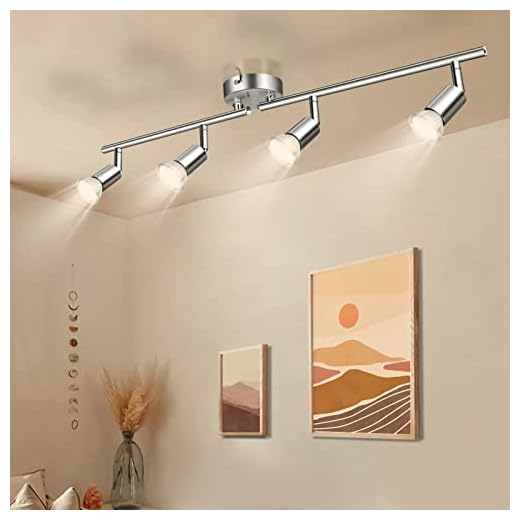 Wowatt LED Deckenleuchte Küche 4 Flammig Deckenstrahler LED Deckenleuchte Schwenkbar 4x 5W GU10 Spots Warmweiß Flur Küchenlampe 230V Deckenlampe Spotleuchte Metall Matt Nickel Verstellbar