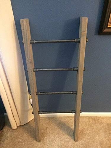 Rustic 2x4 Industrial Pipe and Wood Blanket Ladder - Wood Quilt Ladder - Rustic Quilt Blanket Ladder - Pipe Decor Blanket Ladder
