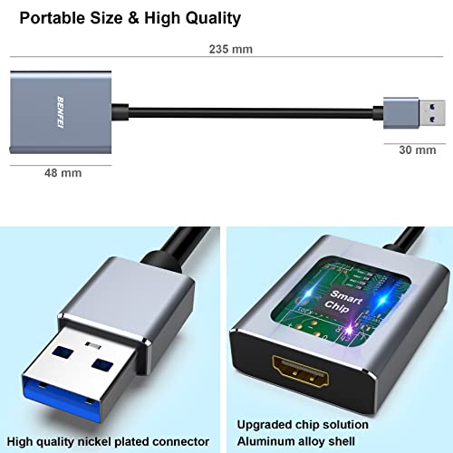 image for BENFEI USB 3.0 to HDMI Adapter, USB 3.0 to HDMI Male to Female Adapter