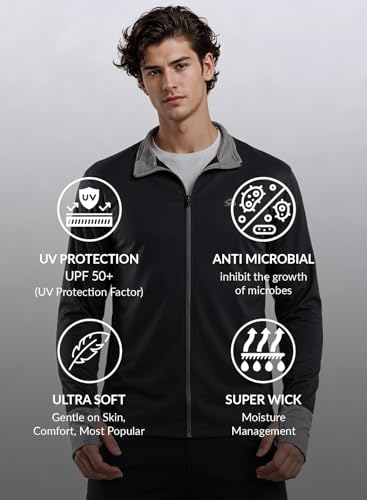 Image of ADRO Sunscreen Jacket for Men UV Sun Advanced Protection Running Jackets For Mens Biker Jackets with Zipper Sports jacket for men