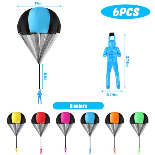 image for MCPINKY 6PCS Parachute Toys for Kids, Parachute Army Men Toy Tangle-Fr