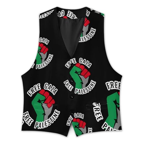 Free Gaza Free Palestine Men's Formal Suit Vest for Business Formal Or Casual Dress Waistcoat Wedding3