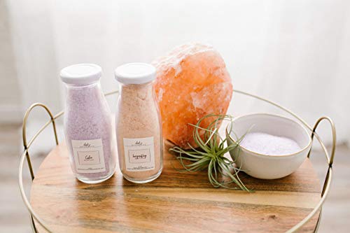 Invigorating & Calming Bath Salt Set. Enjoy Sweet Orange Himalayan Pink Soaking Salt & Lavender Epsom Salt. In Glass Bottles & Made In Usa. #TOP3