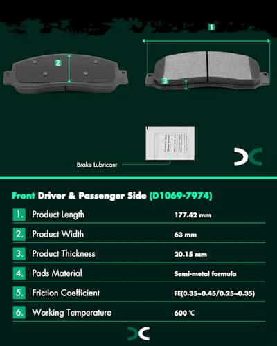 Image of SCITOO D1069 D1068 Front and Rear Semi-Metal Disc Brake Pad Set 8PCS w /Hardware Fit For Ford For F-250 Super Duty 2005-2007,For F-350 Super Duty 2005-2007