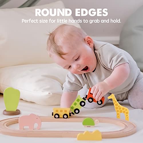 Toddler Toys Wooden Train Set For Toddler With Train Tracks, Train Toys Toddler Train Set For 18 Month 1 2 3 4 Year Old Boys And Girls, Wooden Train Track #TOP6