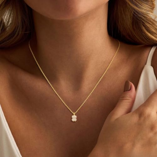 Image of Gold Silver Necklace for Women, Dainty Cubic Zirconia Pendant