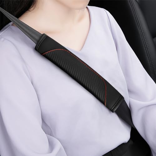 Image of Osilly 2PCS Car Seat Belt Cover, Carbon Fiber Seatbelt Shoulder Protection, Soft Car Seat Belt Strap Cushion Protect Your Neck and Shoulder, Car Accessories Seat Belt Pad for Car Truck (Black)