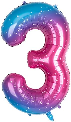 40" Giant Rainbow Helium Foil Number Balloons Self Inflating 0-9, Large Number 2 Balloon Gradient for Girls Boys Birthday Party Decorations/Anniversary Supplies - Number 2