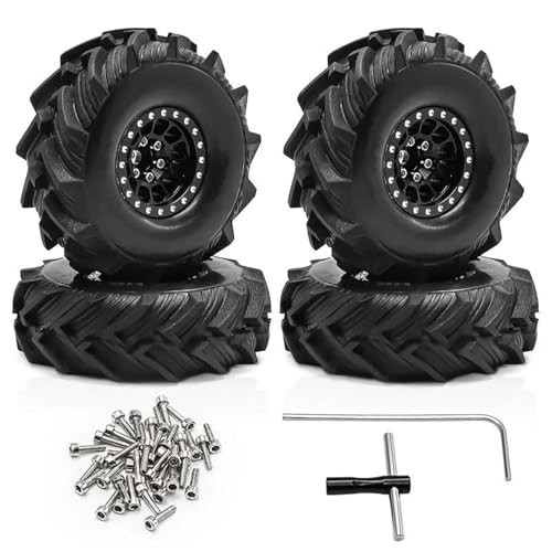 RC�A�b�v�O���[�h�X�y�A�p�[�c For TRX4M For SCX24 For FMS For FCX24 1/18 1.0 �C���`�A���~�z�C�[���S���^�C���Z�b�g RC �N���[���[ 4 �I�t���[�h�^�C���A�Z���u��(Black,Size 2)