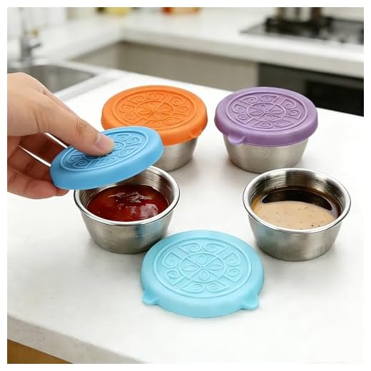 4 Pack Stainless Steel Condiment Cups with Leakproof Lids, 1.6 oz, 2.1 in Diameter, Reusable Sauce Containers for Lunch, Dressing Cups To Go, Metal Dip Containers for Meal Prep & Travel