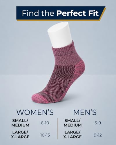 Image of Pembrook Ankle Diabetic Socks for Women & Men | 6 Pairs | Wide Non Binding Socks Quarter Length | Edema Neuropathy Socks