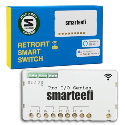 Image of Smarteefi WiFi 5 Node (4Node +1Fan Node) Retrofit Smart Switch (PRO-IO-SERIES), supports INVERTER + MAINS together, Compatible with Alexa and Google Home (PRO-IO-SERIES, 5 Node(4 Light+1 Fan))