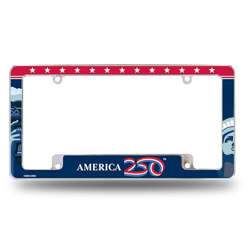 Rico Industries USA Americas 250TH Birthday 12 x 6 Chrome All Over Automotive License Plate Frame for Car/Truck/SUV