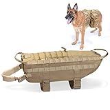 hanshengday Tactical Dog Vest-Training Molle Harness-tactical dog backpack-Pet tactical -vest Detachable Pouches-Relective Patches