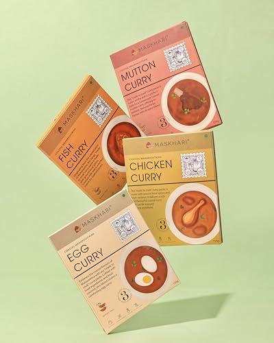 Image of Maskhari Ready to Eat Chicken Curry Paste, 150g (Pack of 2) | Ready to Eat Indian Food In Minutes, Maharashtrian Taste, No Preservatives or Artificial Color | Instant Meal for Travel & Busy Life Style