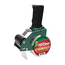 Duck HD Clear Packing Tape Dispenser Heavy Duty Packaging Tape Gun for Packing Boxes, Shipping and Moving - Includes 1 Refill Roll of HD Clear 1.88 In. x 50 Yards - Foam Handle 287398