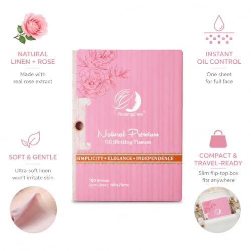 Image of Makeup Mirror with Facial Oil Blotting Paper Sheets - 100 Counts, Silver Compact Folding Cosmetic Travel Mirror Pack (Rose)