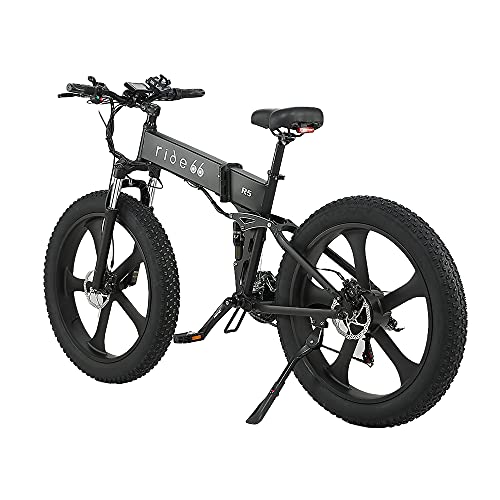 Ride66 Electric Bike Folding Bicycle 1000W Powerful Motor 26 Inch Fat Tire Fork And Central Suspension 21 Speed Dual Battery Hydraulic Disc Brake For Adults #TOP7