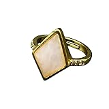 Thumb Rings For Women, 1Pcs Gemstone Ring For Women Natural Gold Diamond Cut Halo Raw Crystal Ring Adjustable Handmade Stacking Thumb Band Natural Gemstone Jewellery Gift For Mum Her Rose Quartz