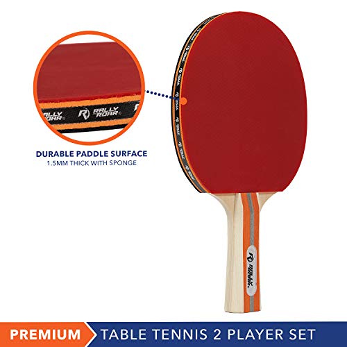 Rally and Roar Table Tennis Paddles, Premium Set of 2, (Black/Red), Wooden Table Tennis Paddles, 5-Ply Blade, Inverted Rubbers for 2 Player Games - Indoor Play Equipment - Thumbnail 5