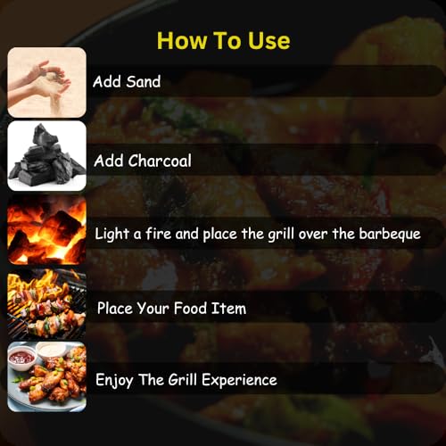 Image of Chefman Portable Charcoal Barbeque Grill | Outdoor BBQ Set with 3 Skewers | Portable & Compact Tandoor for Home, Picnic, Camping