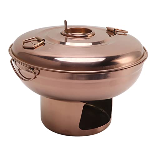 Yomiyuyr Chinesische Holzkohle Hot Pot, Edelstahl, Holzkohle kleiner Hotpot, Trockeneis Hot Pots, alter Peking -Stil, Roségold für Einzelpersonen verwenden
