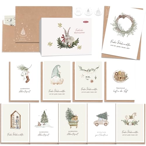 Weihnachtskarten mit Umschlag Set 30 Stück A6 Klappkarten zum Fest unterschiedlichen Motiven – Weihnachtsgrußkarten für Familie, Freunde & Kollegen., 6.39 €