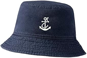 Mens Bucket Hat Boat Anchor Embroidered Fisherman Hat