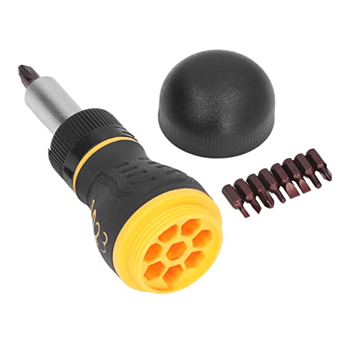 Destornillador de Carraca con 9 Puntas, 3 Ajustes de Carraca, Kit de Herramientas, Mango Ergonómico Antideslizante - Cabezal Magnético, Material Duradero, Ideal para Reparaciones