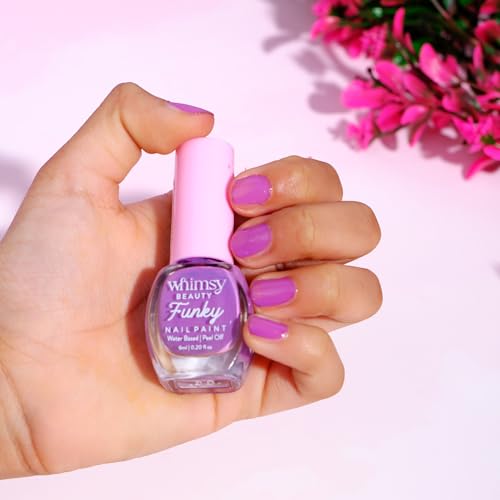 Image of Whimsy Beauty Nail Polish for Kids Girls, Peel Off Water Based Nail Colour with Non Toxic Formula, Safe Play Nail Paint for Daughters, 4 to 16 Years, Organic, Natural, Chemical Free (Purple)