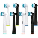 8 Stück Aufsteckbürsten kompatibel mit Oral B Elektrische Zahnbürste, Zahnbürstenaufsatz für Oral B Pro 2, Genius X, Pro 3, Vitality 100, Precision Zahnbürstenköpfe von HSYTEK - Schwarz/Weiß