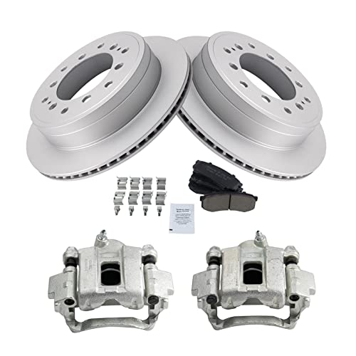 Image of TRQ Rear Brake Pad and Rotor Set Ceramic G Coated Rotors Calipers
