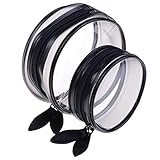 2 Pcs Makeup Bag Clear PVC Cosmetic Bag Round Travel Bag Toiletry Carry Wash Pouch Organizer Set (2 Size)
