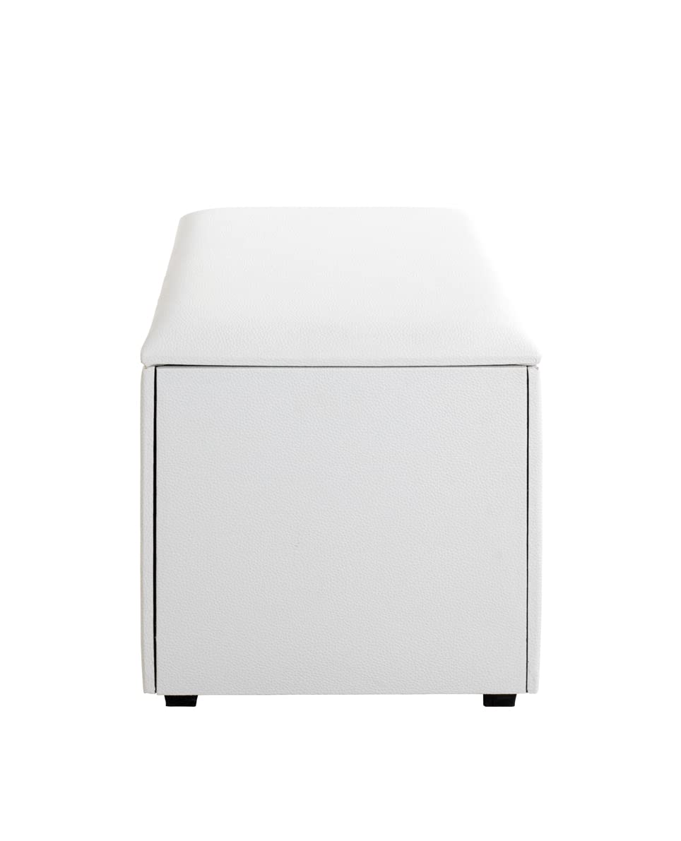 HAKU Sitztruhe weiß, Kunstleder, MDF - Maße: B 65 cm x H 42 cm x T 40 cm, Style: Modern
