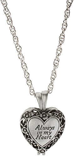 Cathedral Art Always in My Heart Memorial Urn Locket-Filigree Pewter Tone