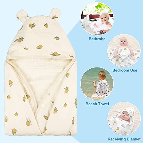 Remass Hooded Towel Muslin Hooded Towel Made From Organic Cotton 6-Layer Cotton Bath Towel, Soft Bath Towels For Toddler Baby (Grapefruit) #TOP4